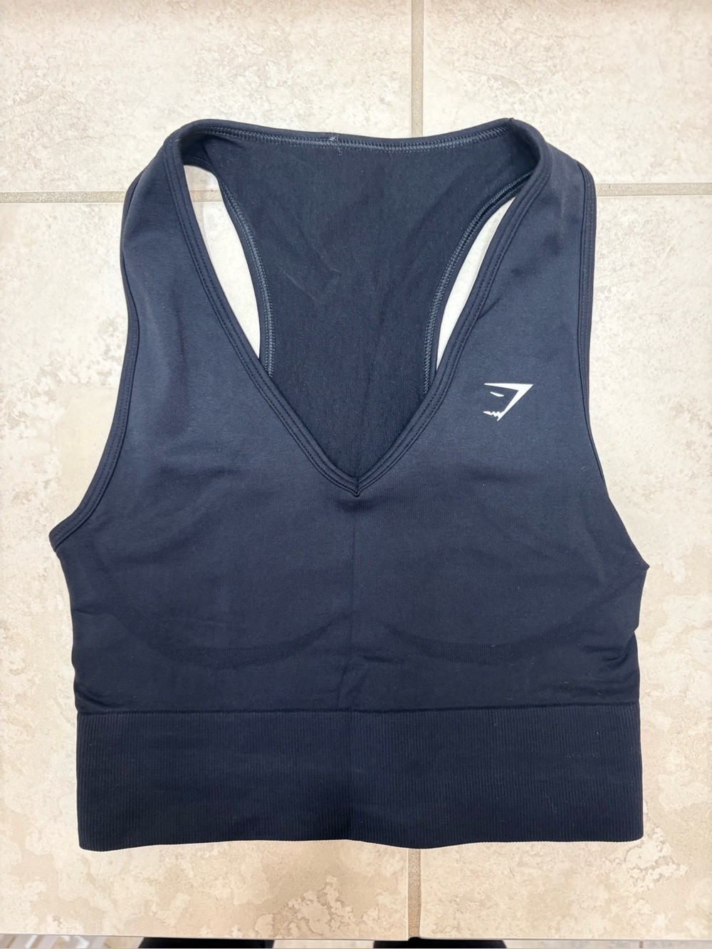 Gymshark Black V-Neck Racerback Seamless Sports Bra